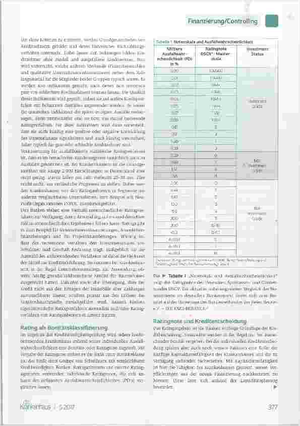 Vorschauseite 2: Bonitätsprüfung und Kreditrating von Krankenhäusern