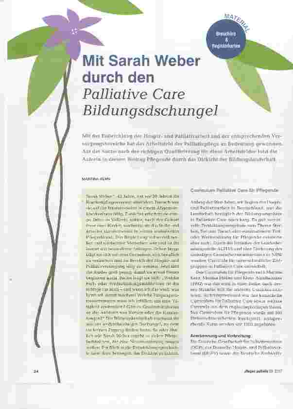 Vorschauseite 1: Mit Sarah Weber durch den Palliative Care Bildungsdschungel