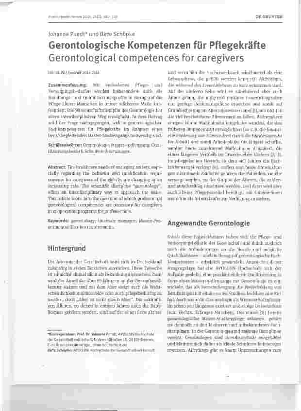 Vorschauseite 1: Gerontologische Kompetenzen für Pflegekräfte