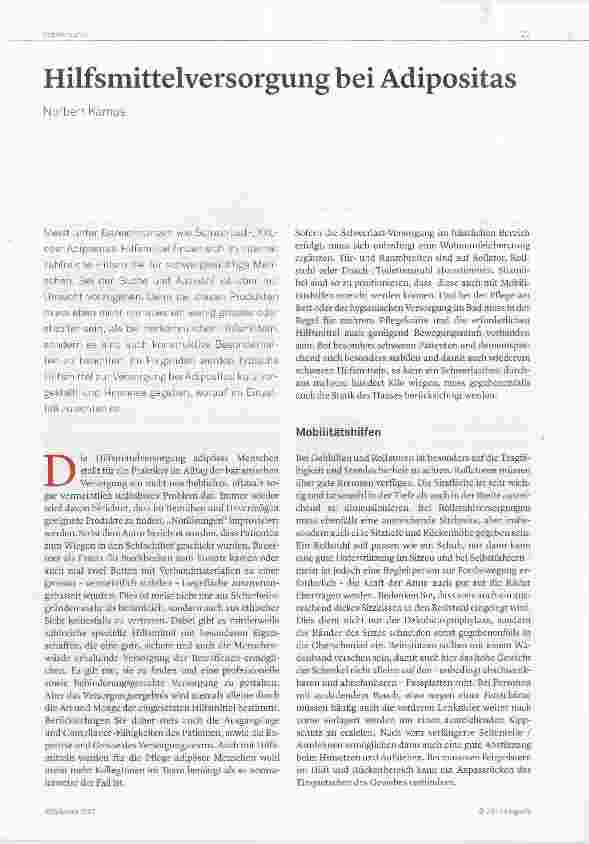 Vorschauseite 1: Hilfsmittelversorgung bei Adipositas