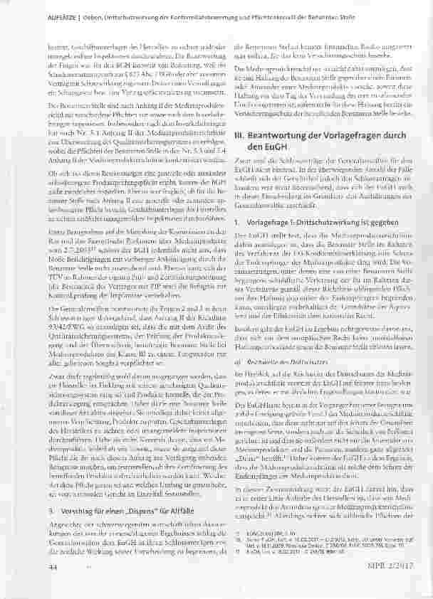 Vorschauseite 3: Drittschutzwirkung der Konformitätsbewertung und Pflichtenkorsett der Benannten Stelle
