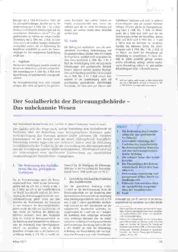 Vorschauseite 6: Betreuungsrechtliche Unterbringung: Nur in der Psychiatrie?