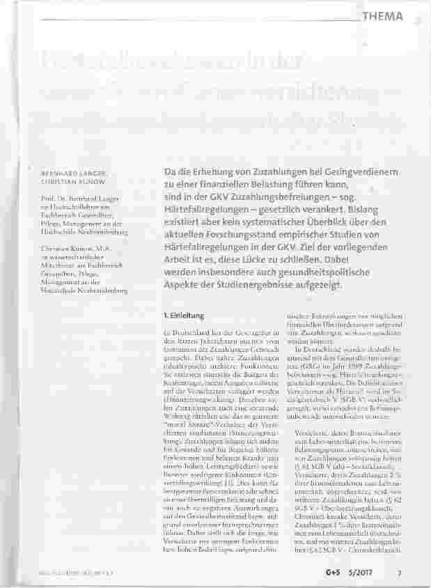 Vorschauseite 1: Härtefallregelung in der Gesetzlichen Krankenversicherung
