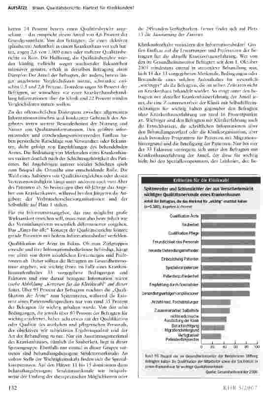 Vorschauseite 3: Oualitätsberichte: Klartext für Klinikkunden?