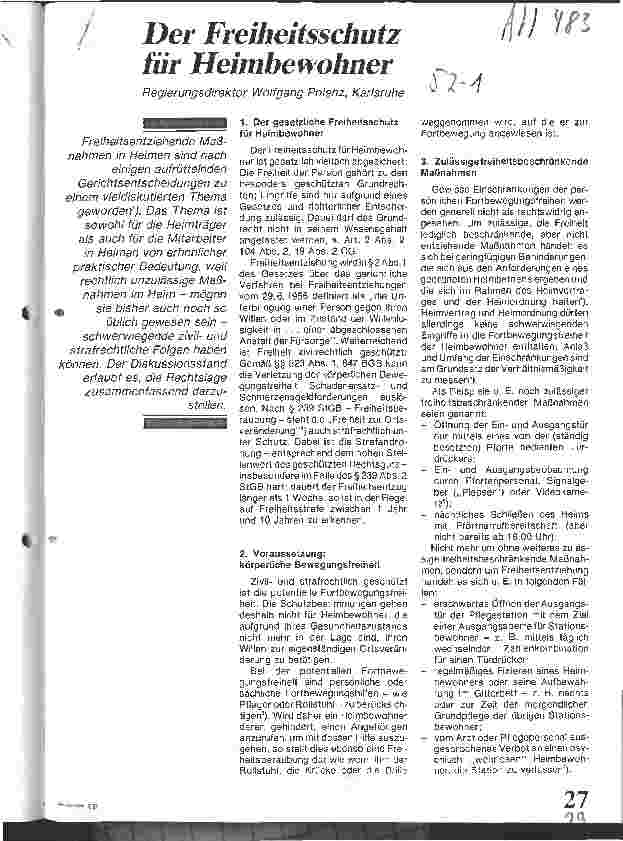 Vorschauseite 1: Der Freiheitsschutz für Heimbewohner