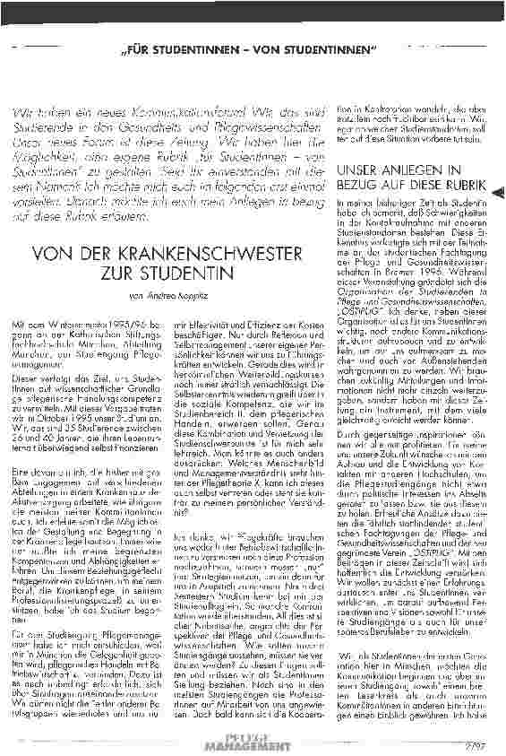 Vorschauseite 1: Von der Krankenschwester zur Studentin