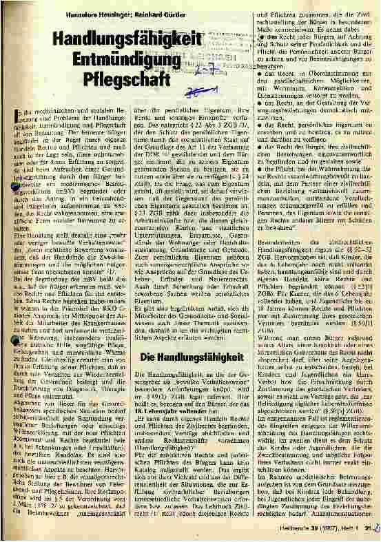 Vorschauseite 1: Handlungsfähigkeit - Entmündigung - Pflegschaft