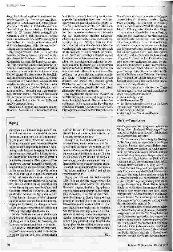 Vorschauseite 2: Hoffnung auf Ganzheitlichkeit? Traditionelle Heilkunde in China