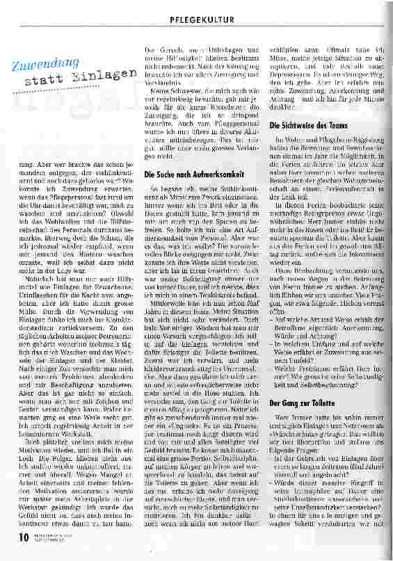 Vorschauseite 3: Zuwendung statt Einlagen Ein erfolgreiches Pflegekonzept für einen Stuhlinkontinenten