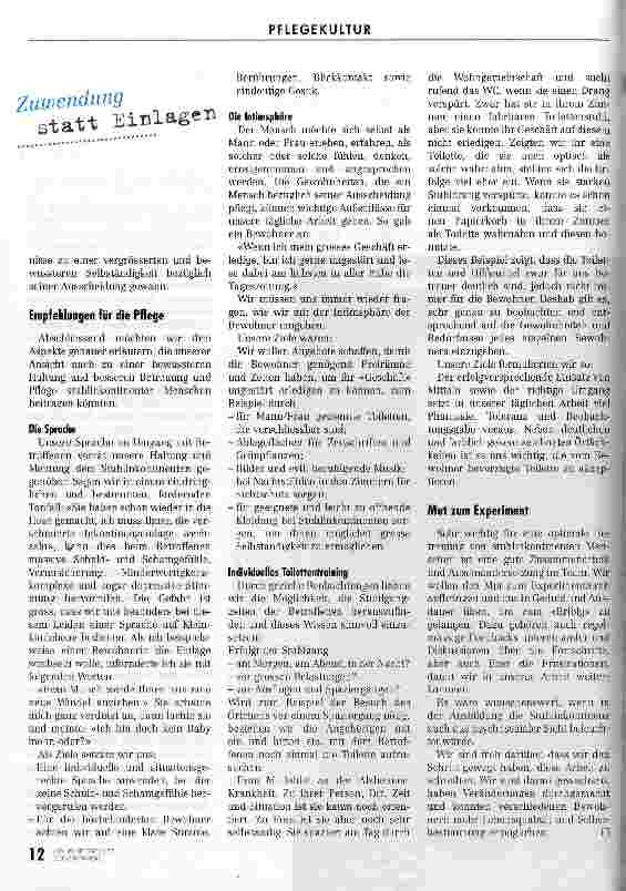 Vorschauseite 5: Zuwendung statt Einlagen Ein erfolgreiches Pflegekonzept für einen Stuhlinkontinenten
