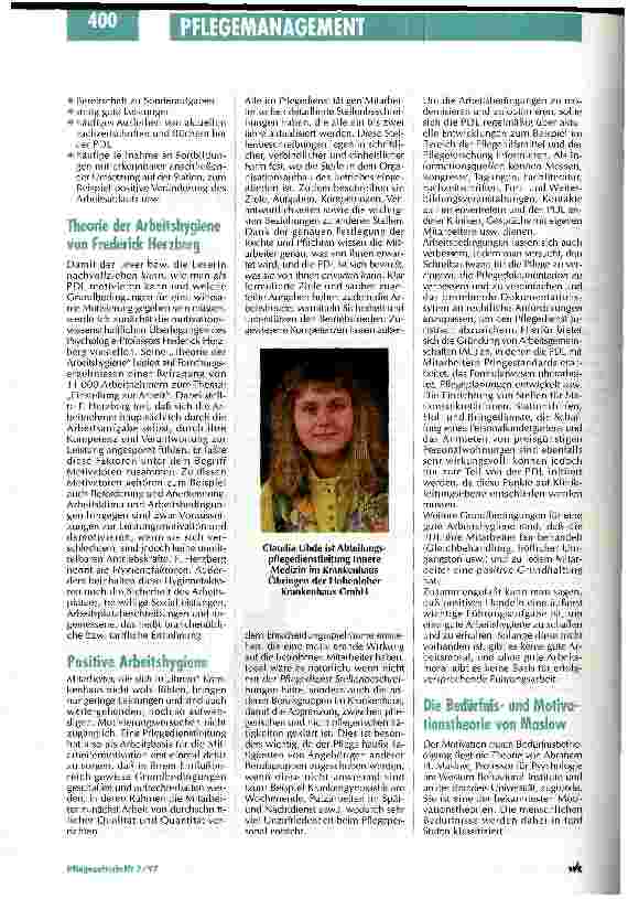 Vorschauseite 2: Die PDL kann die Einstellung der Pflegenden beeinflussen Mitarbeitermotivation - ein wichtiges Führungsmittel