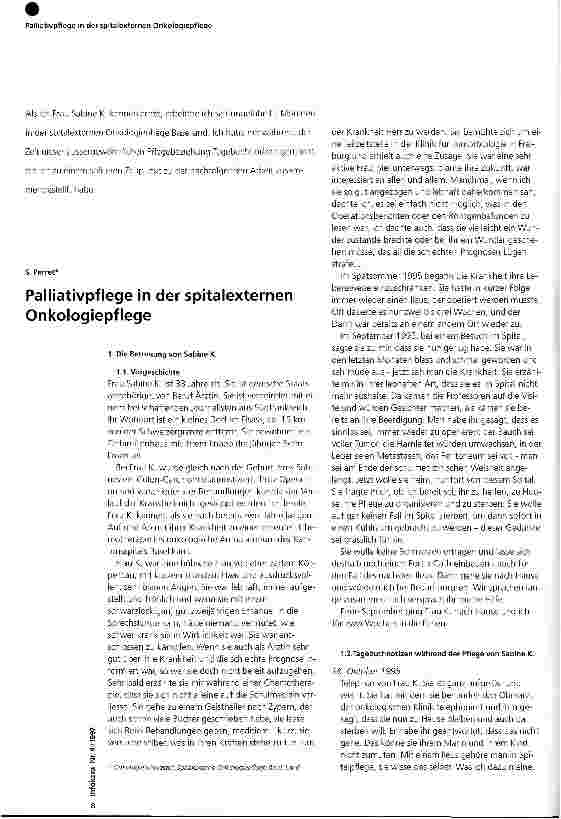 Vorschauseite 1: Palliativpflege in der spitalexternen Onkologiepflege