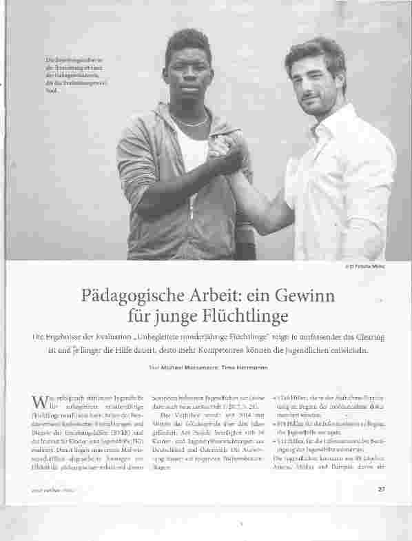 Vorschauseite 1: Pädagogische Arbeit; ein Gewinn für junge Flüchtlinge