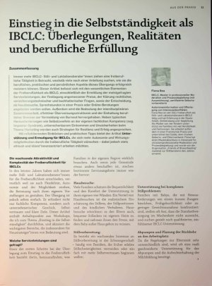 Vorschauseite 1: Einstieg in die Selbstständigkeit als IBCLC: Überlegungen, Realitäten und berufliche Erfüllung