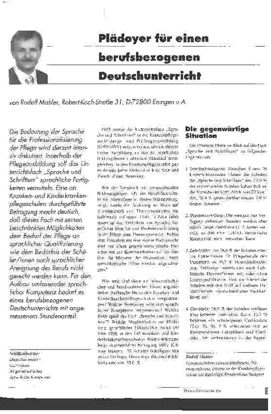 Vorschauseite 1: Plädoyer für einen berufsbezogenen Deutschunterricht
