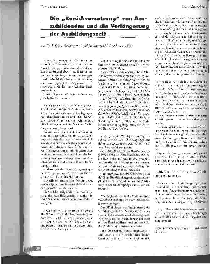 Vorschauseite 1: Die Zurückversetzung von Auszubildenden und die Verlängerung der Ausbildungszeit