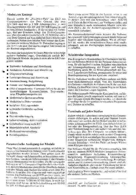 Vorschauseite 2: BOKIS - ein modulares und autonomes DV - System für Krankenhäuser
