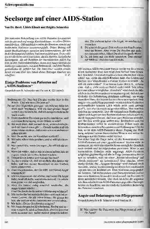 Vorschauseite 1: Seelsorge auf einer AIDS-Station