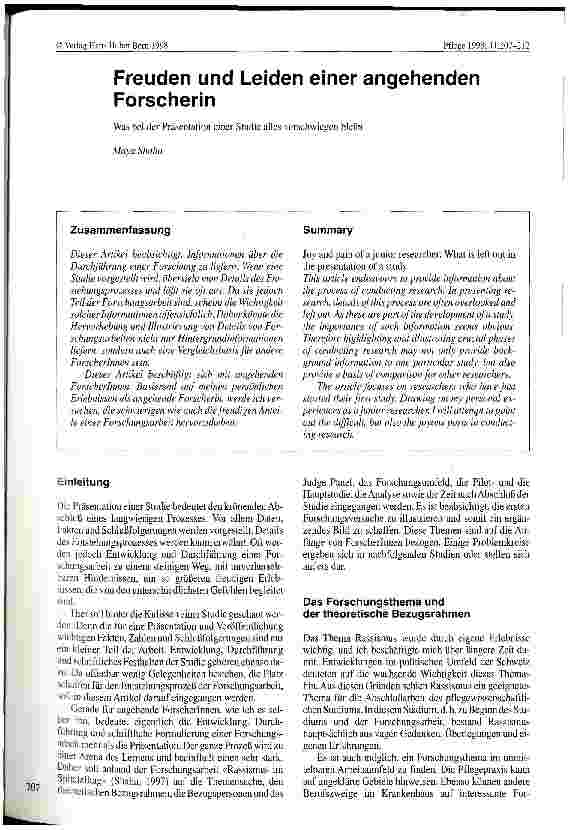 Vorschauseite 1: Freuden und Leiden einer angehenden Forscherin Was bei der Präsentation einer Studie alles verschwiegen wird