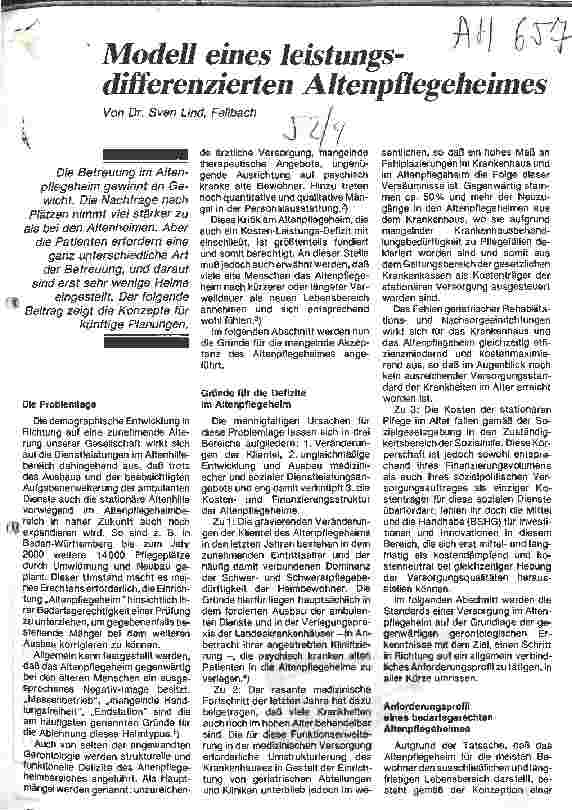Vorschauseite 1: Modell eines leistungsdifferenzierten Altenpflegeheimes