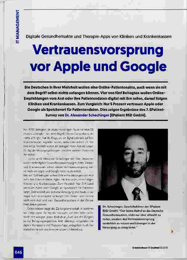 Vorschauseite 1: Vertrauensvorsprung vor Apple und Google