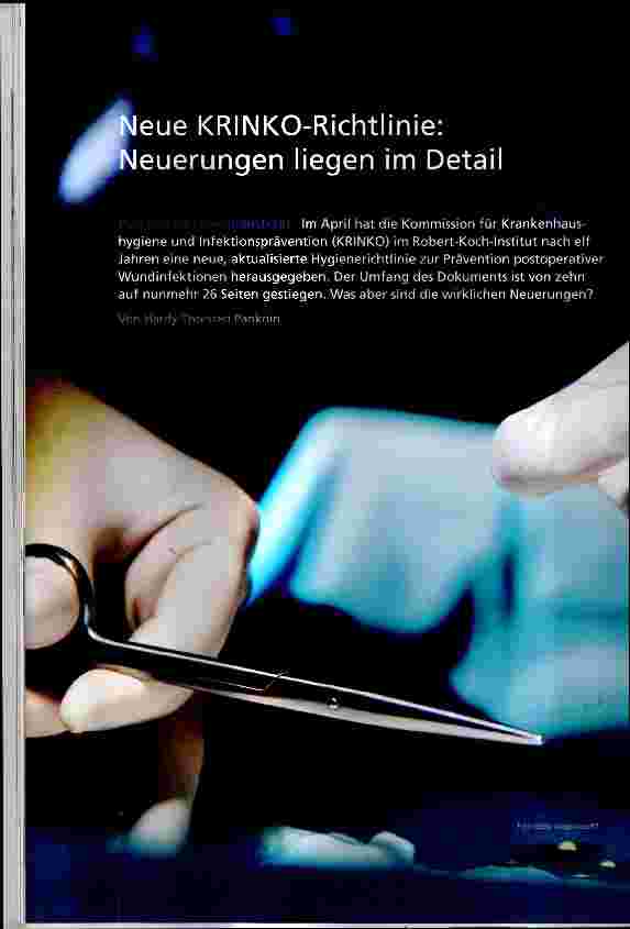 Vorschauseite 1: Neue KRINKO-Richtlinie: Neuerungen liegen im Detail