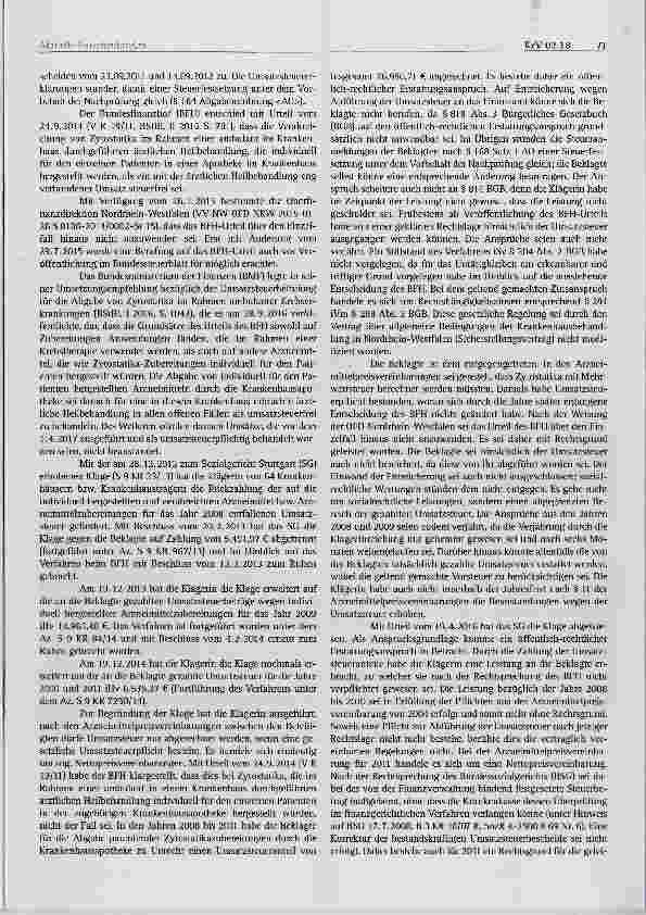 Vorschauseite 2: Anspruch auf Erstattung von Umsatzsteuer Pflicht des Krankenhausträgers zur Korrektur der Umsatzsteuerfestsetzung § 129a SGB V, §§ 398ff, 812 BGB, § 164 AO