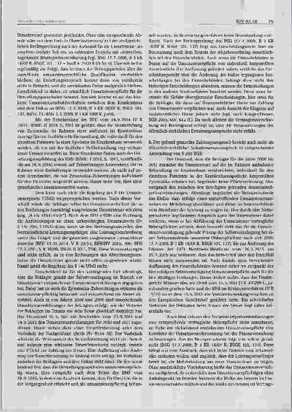 Vorschauseite 6: Anspruch auf Erstattung von Umsatzsteuer Pflicht des Krankenhausträgers zur Korrektur der Umsatzsteuerfestsetzung § 129a SGB V, §§ 398ff, 812 BGB, § 164 AO