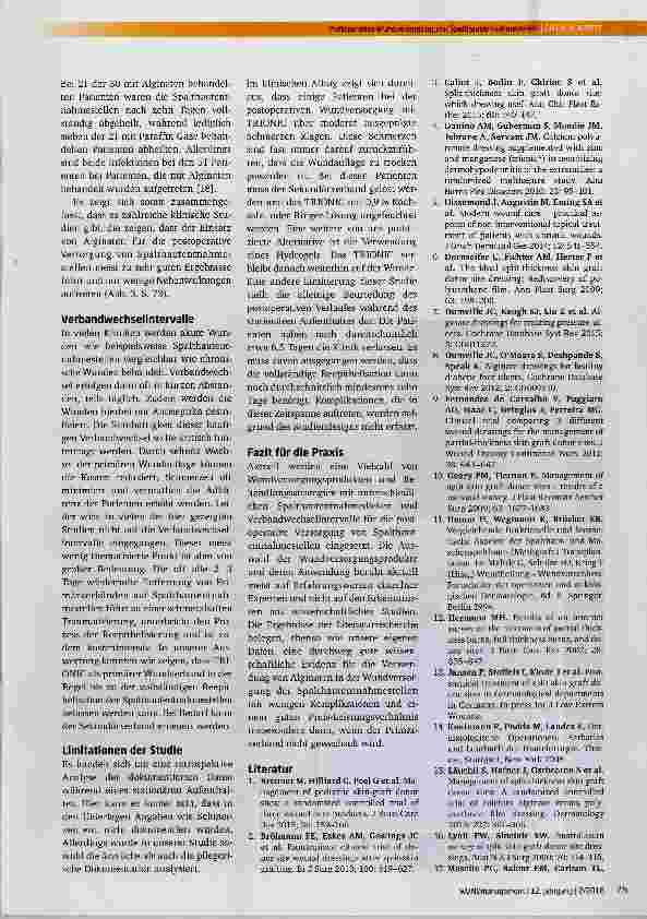 Vorschauseite 5: Postoperative Wundversorgung von Spalthautentnahmestellen mit Zink-Mangan-Kalzium Alginat-Wundauflagen: Ergebnisse einer retrospektiven klinischen Studie