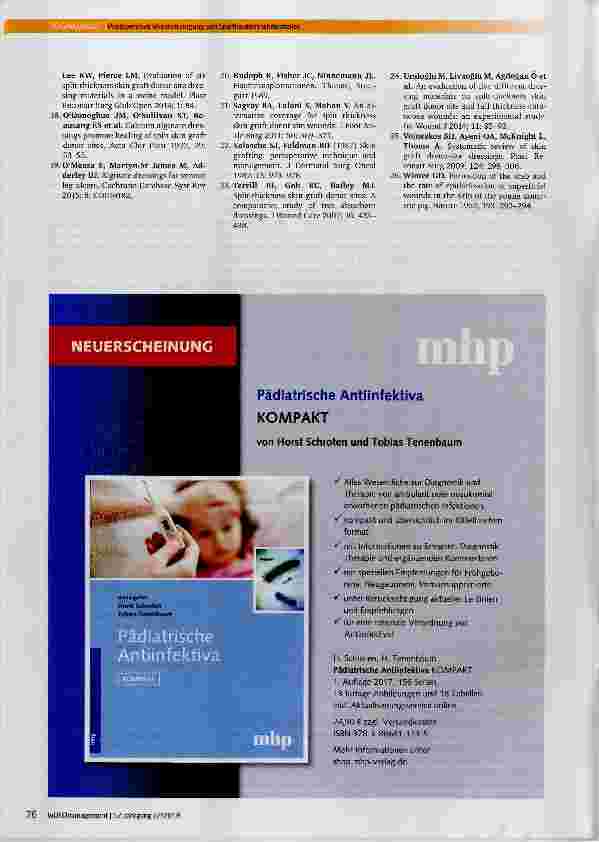 Vorschauseite 6: Postoperative Wundversorgung von Spalthautentnahmestellen mit Zink-Mangan-Kalzium Alginat-Wundauflagen: Ergebnisse einer retrospektiven klinischen Studie