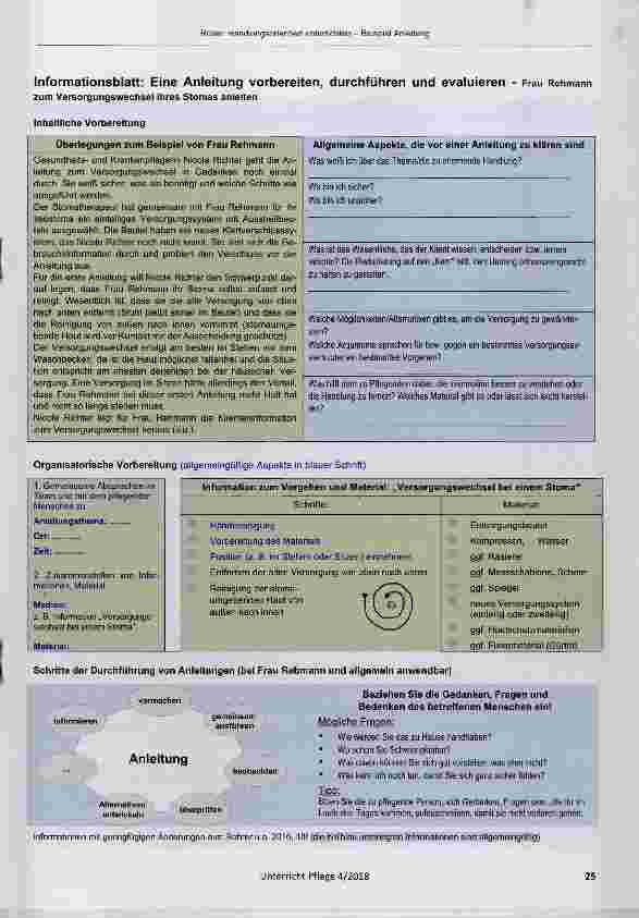 Vorschauseite 5: Handlungsorientiert unterrichten am Beispiel „einen zu pflegenden Menschen zu einem Stomawechsel anleiten“