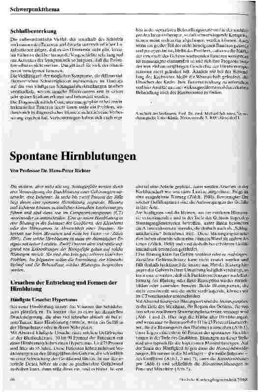 Vorschauseite 1: Spontane Hirnblutungen