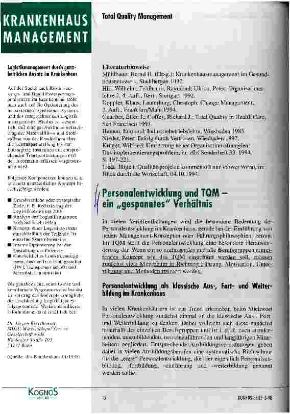 Vorschauseite 1: Personallentwicklung und TQM - ein gespanntes Verhältnis