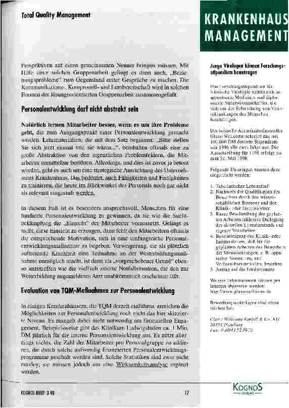 Vorschauseite 6: Personallentwicklung und TQM - ein gespanntes Verhältnis