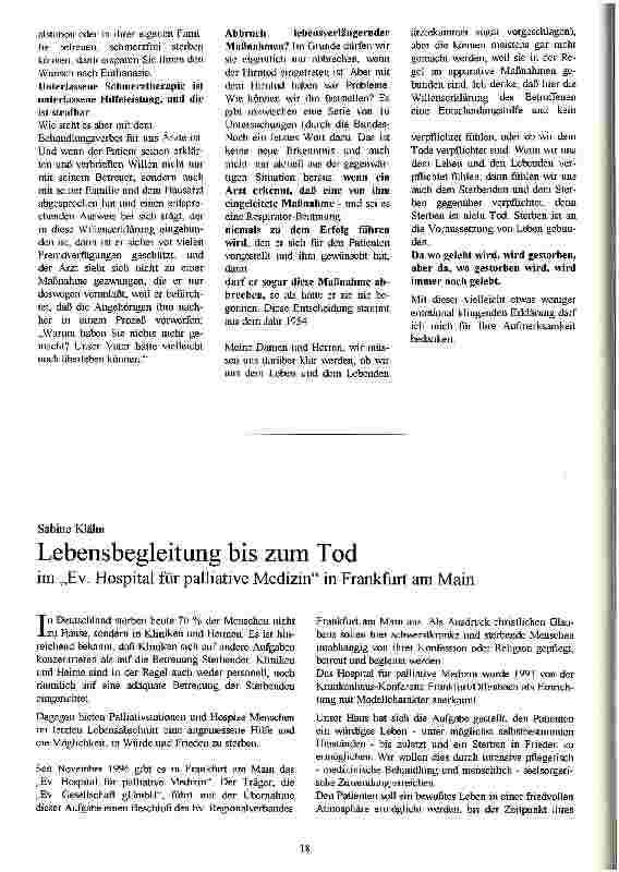 Vorschauseite 1: Lebensbegleitung bis zum Tod