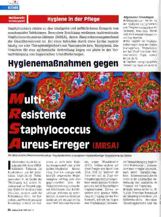 Vorschauseite 1: Hygienemaßnahmen gegen Multi Resistente Straphylococcus Aureus-Erreger (MRSA)