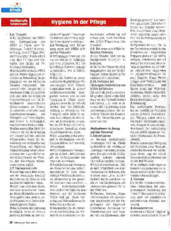 Vorschauseite 3: Hygienemaßnahmen gegen Multi Resistente Straphylococcus Aureus-Erreger (MRSA)