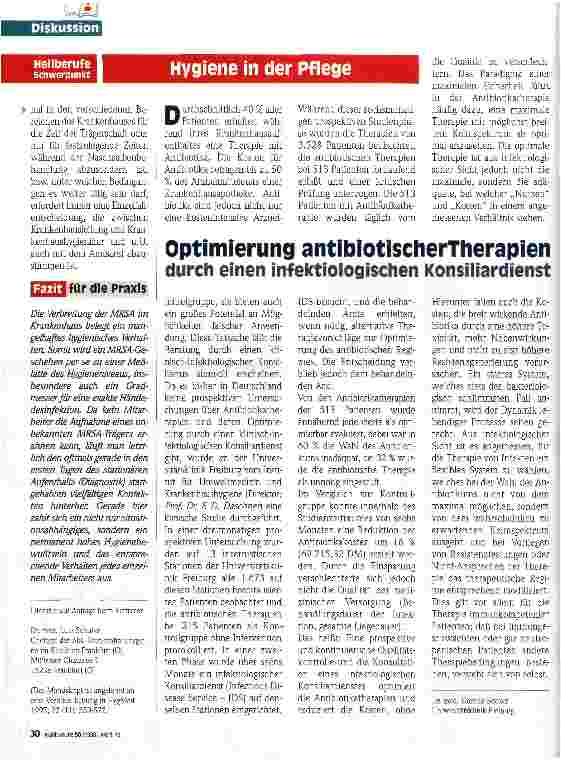 Vorschauseite 4: Hygienemaßnahmen gegen Multi Resistente Straphylococcus Aureus-Erreger (MRSA)