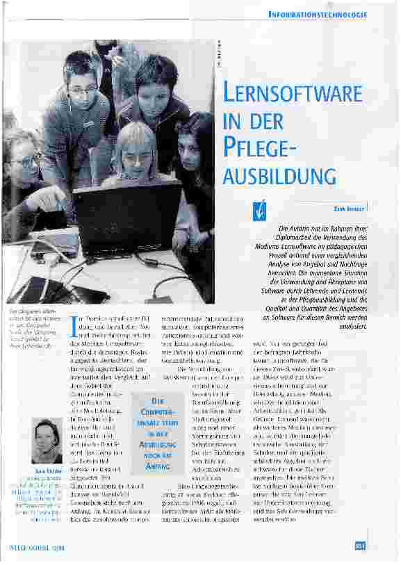 Vorschauseite 1: Lernsoftware in der Pflegeausbildung