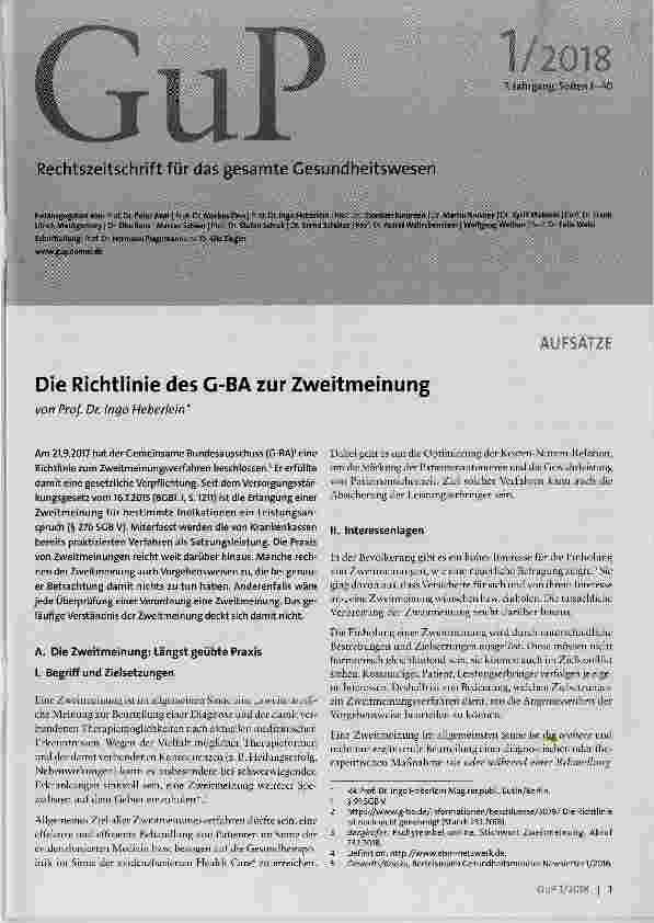 Vorschauseite 1: Die Richtlinie des G-BA zur Zweitmeinung