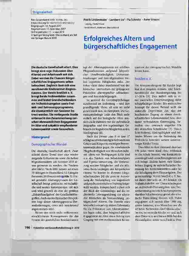Vorschauseite 1: Erfolgreiches Altern und bürgerschaftliches Engagement