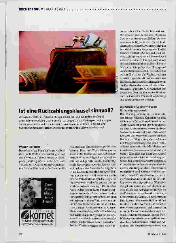 Vorschauseite 1: Ist eine Rückzahlungsklausel sinnvoll?