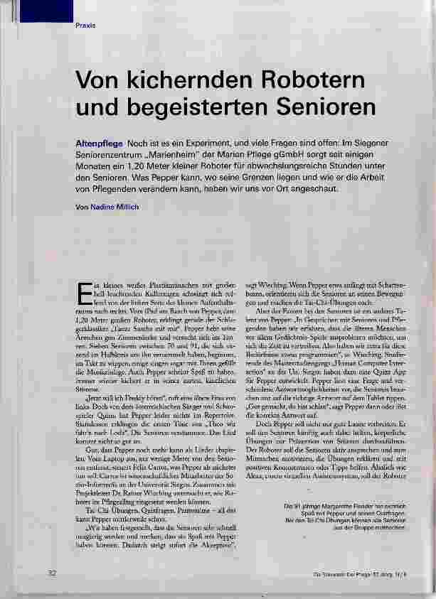Vorschauseite 1: Von kichernden Robotern und begeisterten Senioren