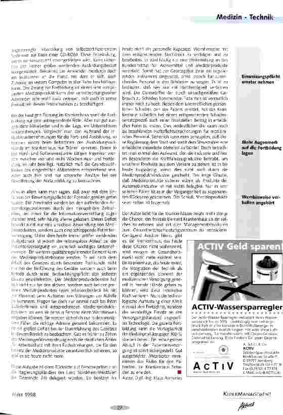 Vorschauseite 2: Verbesserungschancen nicht genutzt MedGV und Medizinproduktegesetz