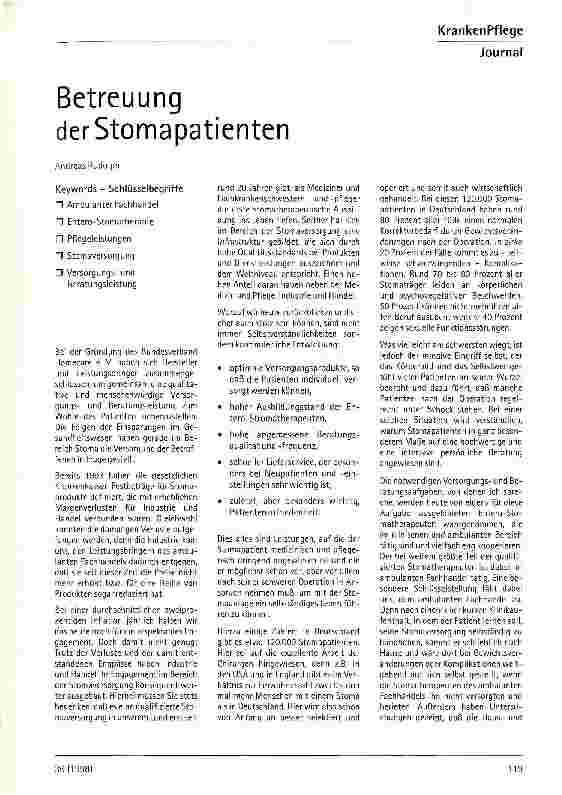 Vorschauseite 1: Betreuung der Stomapatienten