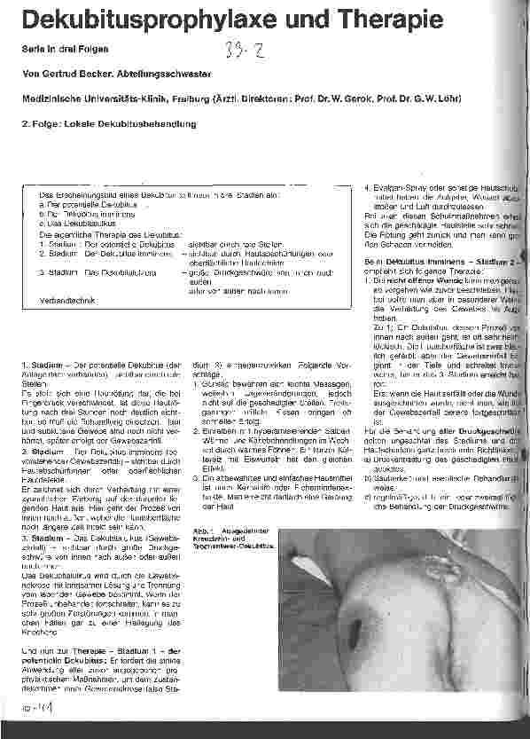 Vorschauseite 1: Dekubitusprophylaxe und Therapie Serie in drei Folgen 2. Folge Lokale Dekubitusbehandlung