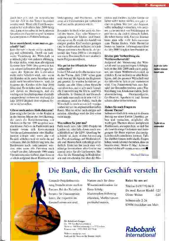 Vorschauseite 4: Virus 2000 Die ganze Volkswirtschaft ist betroffen