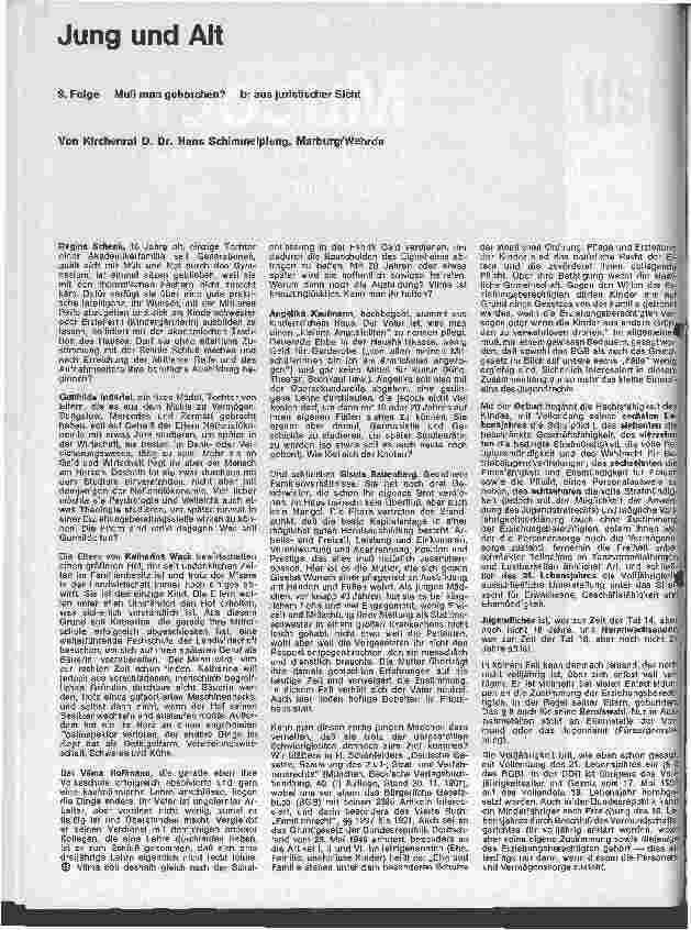 Vorschauseite 1: Jung und Alt 8. Folge: Muß man gehorchen? b) aus juristischer Sicht