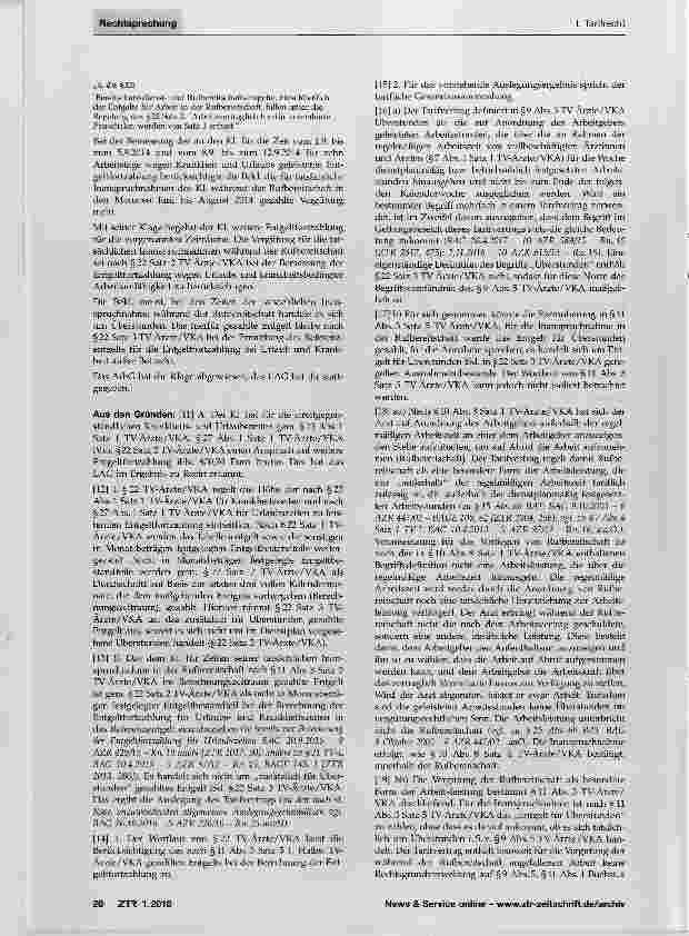 Vorschauseite 2: Rufbereitschaft - Entgeltfortzahlung bei Krankheit und Urlaub §22 TV-Ärzte/VKA
