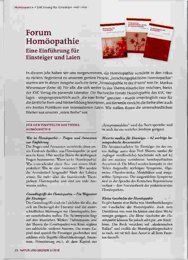 Vorschauseite 1: Forum Homöopathie Eine Einführung für Einsteiger und Laien